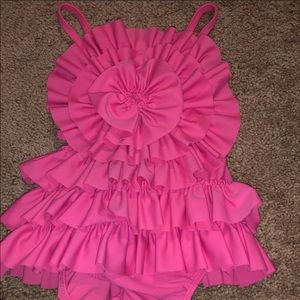 MUdpie Bathing suit  24mth pink ruffles